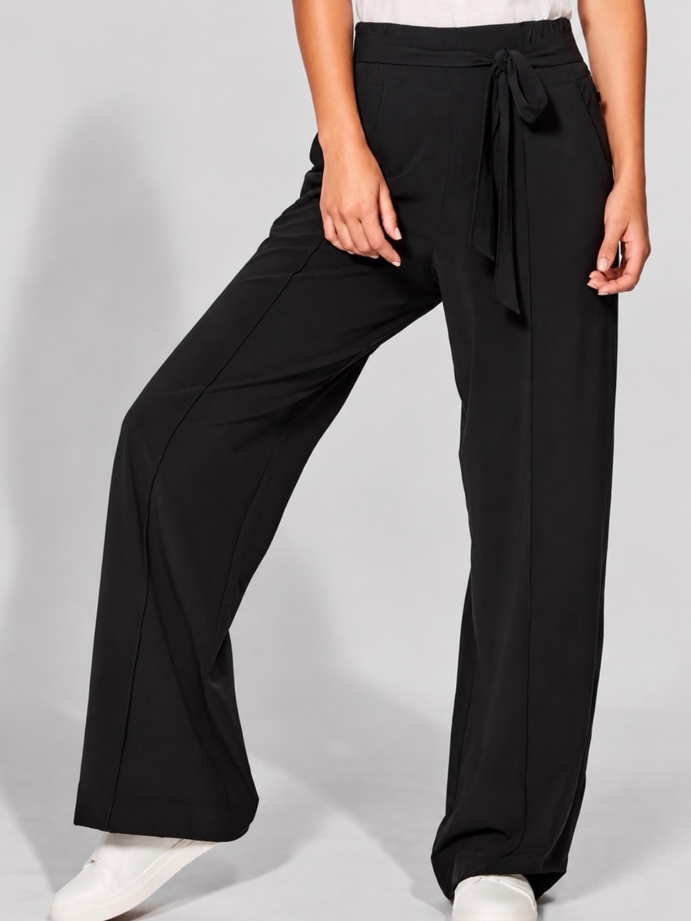 Lululemon NOIR High Rise Wide Leg Black Tie-Front Pants Size 2 - Picture 3 of 12